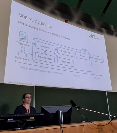 Speaker in front of slide