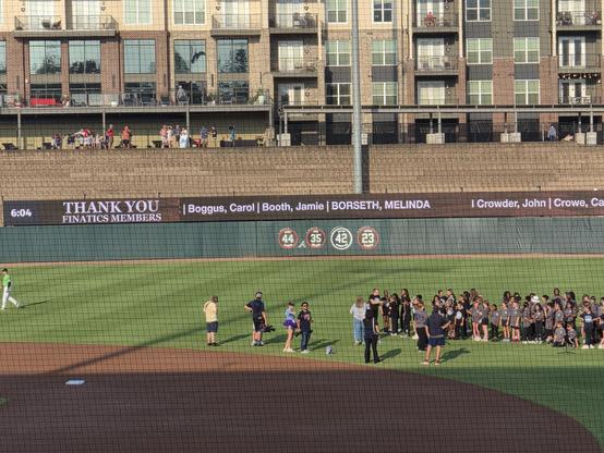 the scrolling screen in left field with a thank you to Finatics (Season ticket holders) showing my name scrolling to the left.