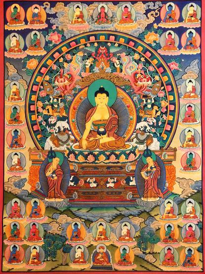 #Thangka of the thirty-five Confession #Buddhas. This thangka is the representation of the purification of the #Bodhisattva aspiration and moral code of #Mahayana Buddhism.
#BuddhistArt #Buddhism