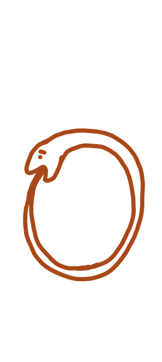Brown cartoon ouroborous