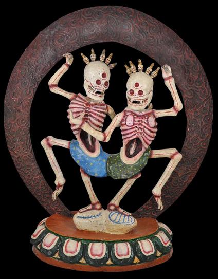 #Mongolian Polychrome Dancing #Citipati Group, #Mongolia, 19th century.
#BuddhistArt #Buddhism