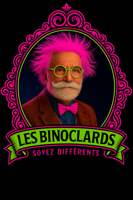 Logo du magasin optique "Les Binoclards" manifestement réalisé par l'intelligence artificielle. Un homme blanc, barbu, barbe blanche, cheveux rose pétard façon Einstein, chaussé d'une paire de lunettes à la monture vert fluo.

Sur le site Internet pau.fr, l'histoire de cette boutique est racontée.
"Pour le logo, l'inspiration vient d'un personnage façon Einstein, symbole à la fois d'intelligence, de créativité et d'un certain grain de folie. Puis la famille met la main à la pâte. Leurs filles s'approprient le projet, récupèrent une photo de leur père et imaginent une identité visuelle pop et colorée, en fluo vert et rose. Le concept est né."