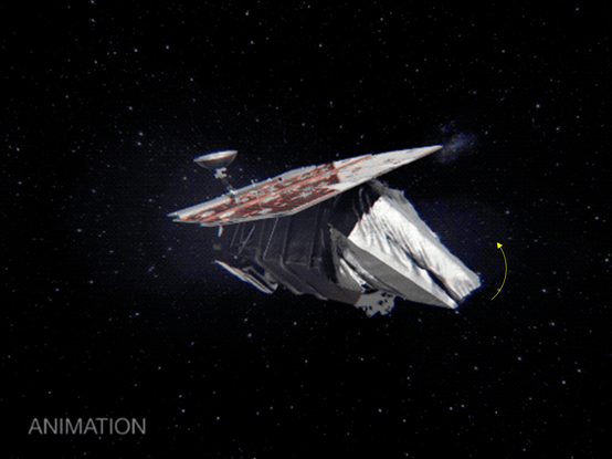 Still from artist’s concept animation, as the deployable aperture cover for NASA’s Nancy Grace Roman Space Telescope deploys.
NASA’s Goddard Space Flight Center Conceptual Image Lab