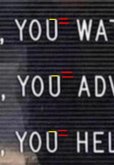 The letters on different rows don’t line up with the mounting slats the same.