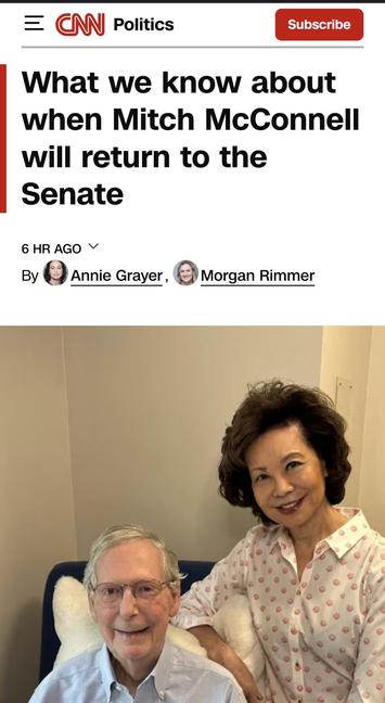 CNN headline invites the viewer to consider "What we know about when Mitch McConnell will return to the Senate"