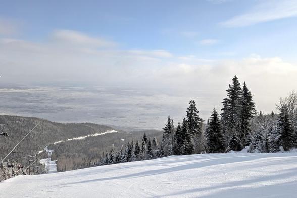 A view of the Fleuve St. Laurent from atop a ski hill (Le Massif). It's like you're skiing right down into the river. This was in winter just before the staff went on strike.