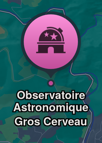 détail d'un plan centré sur "Observatoire Astronomique Gros Cerveau"