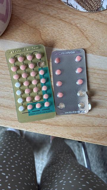 Apologies to people with vision differences as this one inherently requires some degree of colour vision. Two blister packs of tiny pills. Are they pink or orange?