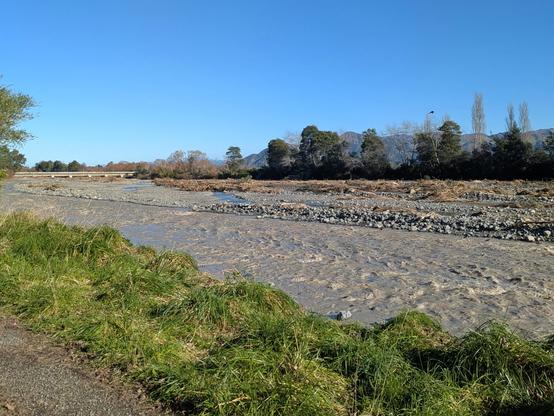The Kowhai river still quite high (a few months ago). Wouldn't want to cross that.
