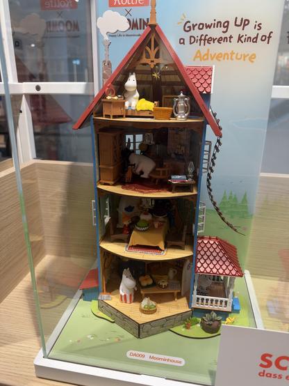 A bigger diorama with the inside of Moomin house with all four stories