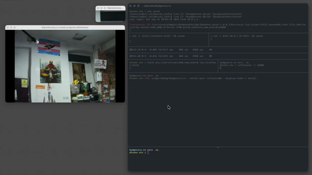 This screen recording shows a number of unix shells as well as a live stream of a flip-dot display. Some terminals establish the required RS485 and video tunnels, then a web server driving the flip dot is started, and then this HTTP requests are made to it using curl. This displays a sequence of images on the flip dot, and eventually another request clears it.