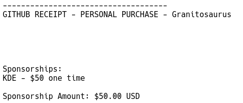 50$ donation to KDE project receipt