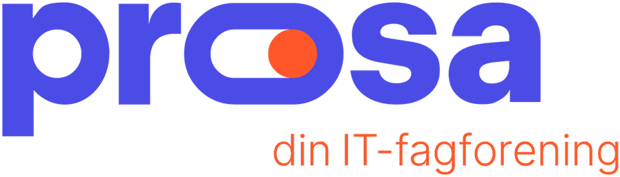 Prosa logo i lilla og med orange payoff "din it-fagforening"