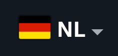 Vlag van Duitsland, met ernaast "NL" als label
