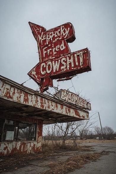 A derelict Kentucky Fried Cowshit store, Aurora, Illinois, 2006