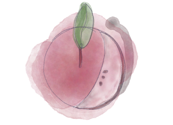 a stylized digital watercolor sketch of an apple with a slice cut out of the side and a few seeds visible, created for day 1 of Inktober 2026.