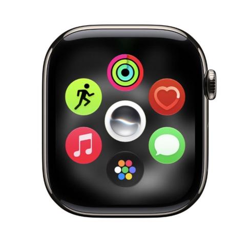 The watchOS 27 app view of a mini grid of your most recently/frequently used apps