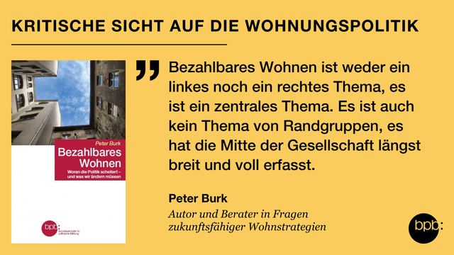 Im Post wird das neue Schriftenreihe-Buch der bpb mit dem Titel: "Bezahlbares Wohnen: Woran die Politik scheitert – und was wir ändern müssen" vorgestellt. Dazu ein Zitat von Peter Bark, Autor des Buchs und Berater in Fragen zukunftsfähiger Wohnstrategien: "Bezahlbares Wohnen ist weder ein linkes noch ein rechtes Thema, es ist ein zentrales Thema. Es ist auch kein Thema von Randgruppen, es hat die Mitte der Gesellschaft längst breit und voll erfasst."