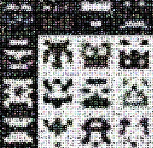 retro looking 8x8 sprites, themselves made up of tiny retro sprites