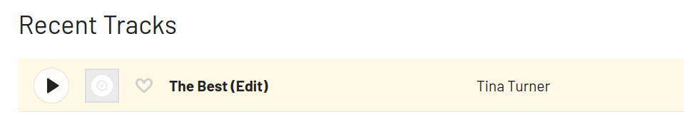 Screenshot of Last.FM scrobble list, I've moved on to "The Best" by Tina Turner