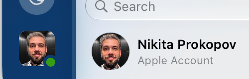 Screenshot of Slack and System Settings showing same avatar, right look way worse