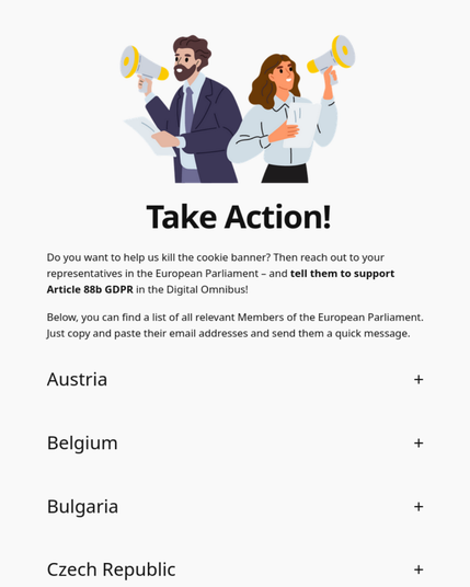 image shows a screenshot of the page where you can vote to kill the cookie banner