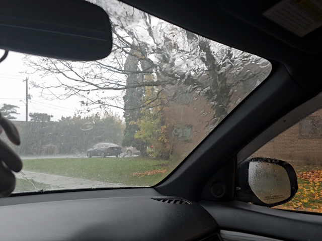 Cool rainstorm shot out my (parked) car windows.