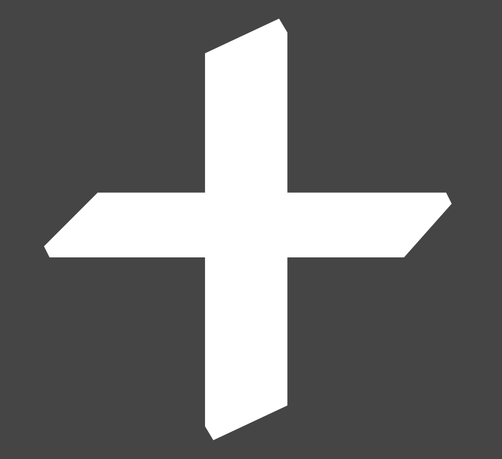 The “+” glyph from Avona. Every other sharp outer corner of the glyph is cut with what looks like a 30 degree line.