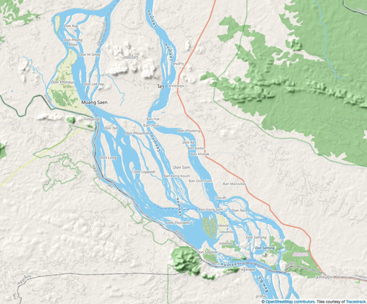 Map of the Laotian border region Si Phan Don, or the "4,000 Islands,"