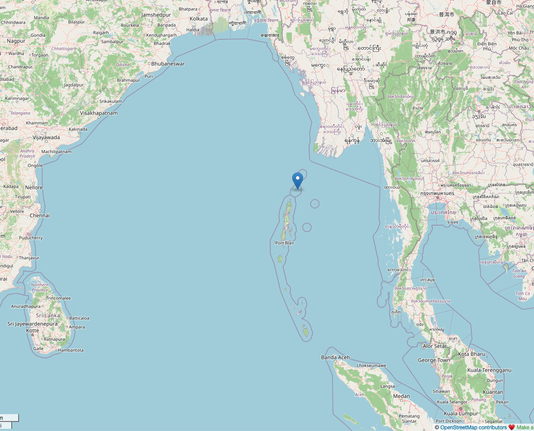 Map of theBay of Bengal showing the location of the Coco Islands