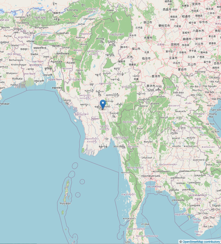 Map showing the location of Naypyidaw