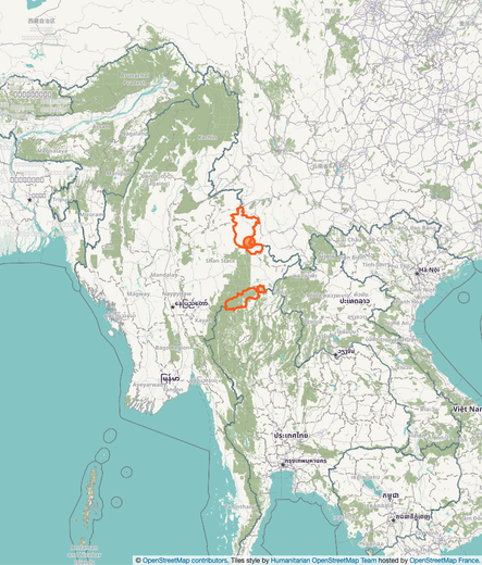 Map showing the location of Wa State