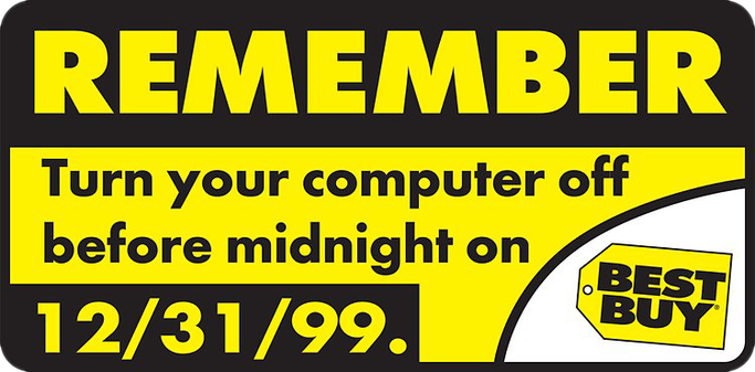 <black & yellow tag>
REMEMBER
Turn your computer off
before mdinight on
12/31/99.
BEST BUY