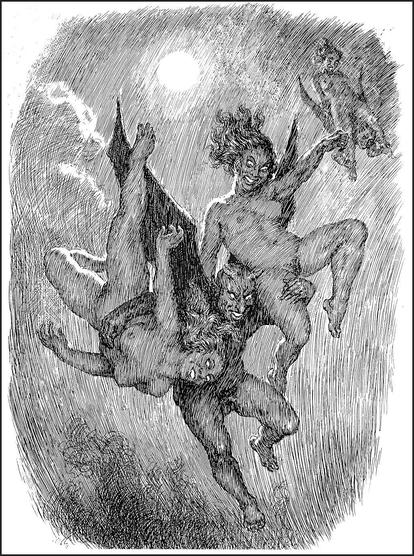 art; black and white line, flying nude people

Norman Lindsay-Devils & Witches- Witches Dance, 1923

not sure that's the right title