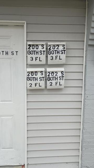 Mailboxes labeled "200 S GOTH ST 2 FL" etc.  No, wait, it's actually "S 60TH ST".