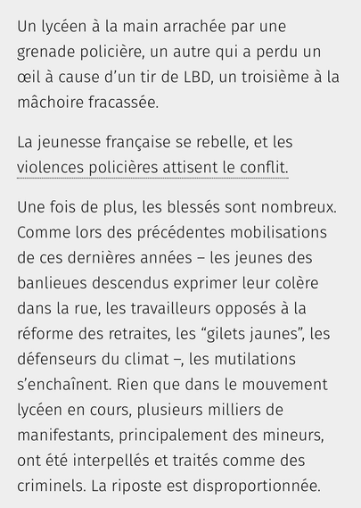 Extrait d’un article de Courrier international: Vu d’Allemagne. La France a un problème de violence, et il commence par sa police
