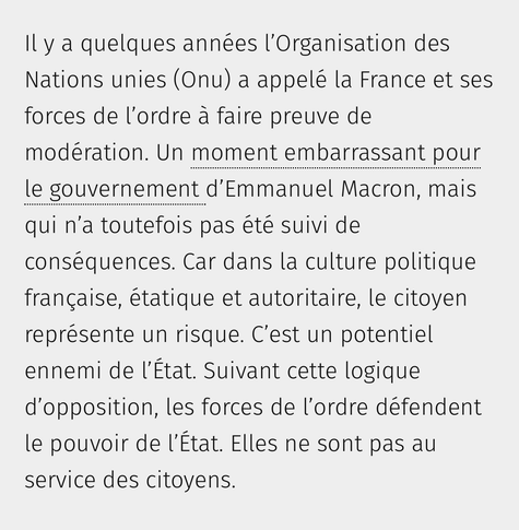 Extrait d’un article de Courrier international: Vu d’Allemagne. La France a un problème de violence, et il commence par sa police
