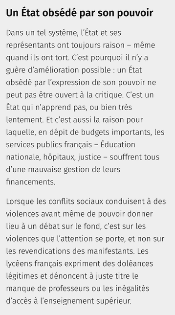 Extrait d’un article de Courrier international: Vu d’Allemagne. La France a un problème de violence, et il commence par sa police