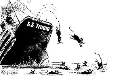Cartoon of rats jumping off a sinking SSTrump.