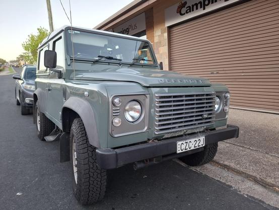 A LandRover Defender. Green of course.