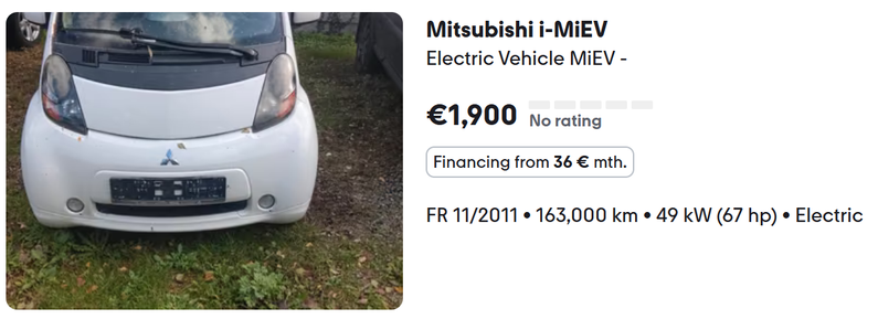 Eine Anzeige für einen i-MiEV für 1900 €.