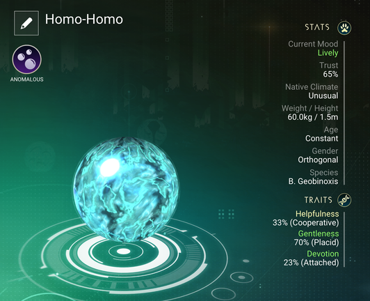a no mans sky creature screenshot showing Homo-Homo who has gender: orthogonal