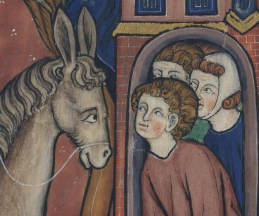 Palm Sunday! entry of Christ into Jerusalem (detail), ‘Comment jhesucrist entra en jherusalem'. 'Livre d'images de madame Marie’, Hainaut or Brabant ca. 1280-1290.
#medieval #MedievalArt