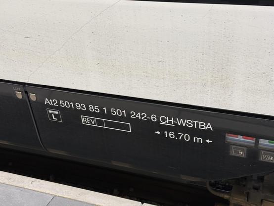 The numbers field of a train. It reads:

At2 501 93 85 1 501 242-6 CH-WSTBA