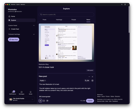 Ugly screenshot of Mastodon