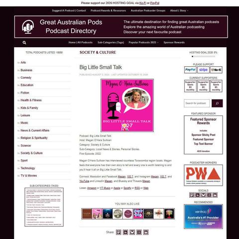Big Little Small Talk   
Screenshot of the podcast listing on the Great Australian Pods website