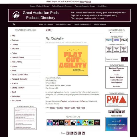Flat Out Agility   
Screenshot of the podcast listing on the Great Australian Pods website