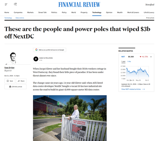 These are the people and power poles that wiped $3b off NextDC