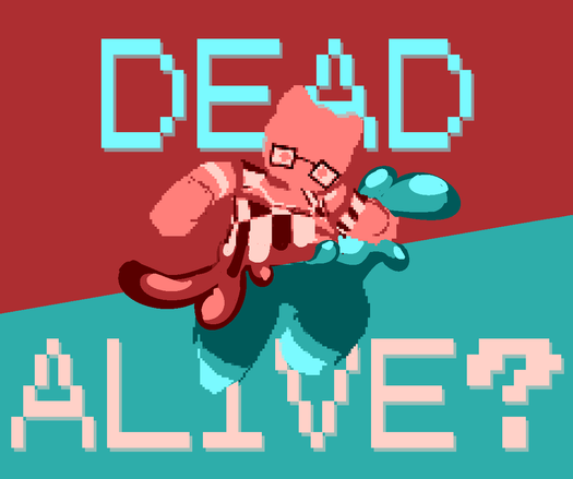 a second life screencap edit featuring a tiny cat person being sliced in half, slime gore spilling with the text DEAD
ALIVE? on the separate halves