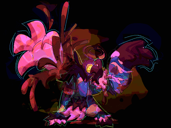 a tiny cat person exploding into slime and hands, strained and gore soaked